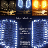 Bright2wheels Honda Goldwing 01-17 GL1800 Gold Wing Mirror LED front turn signals with daytime running white LED