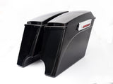 Extended stretched hard saddle bags with extended width Harley touring model 1994-2013 (vivid black)